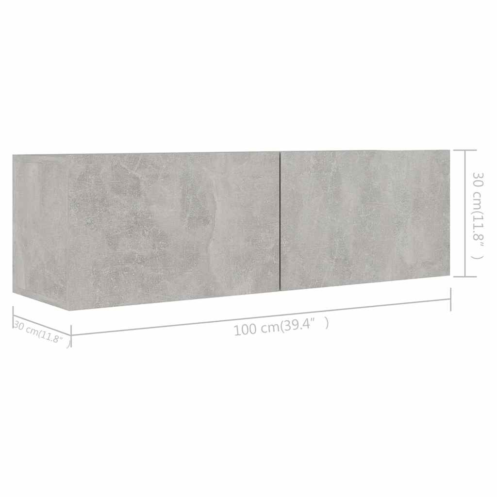 4 Piece TV Cabinet Set Concrete Grey 100x30x30 cm Engineered Wood