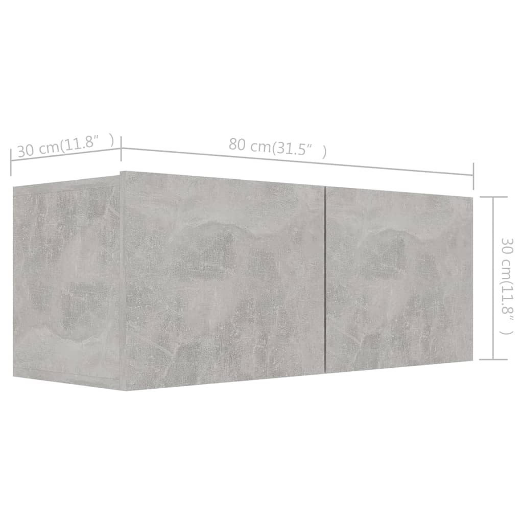 3079121 vidaXL 3 Piece TV Cabinet Set Concrete Grey Engineered Wood (801476x3)