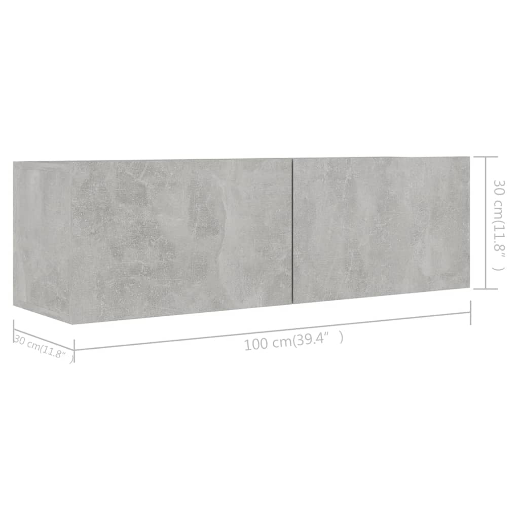 3079131 vidaXL 4 Piece TV Cabinet Set Concrete Grey Engineered Wood (801476x2+801485x2)