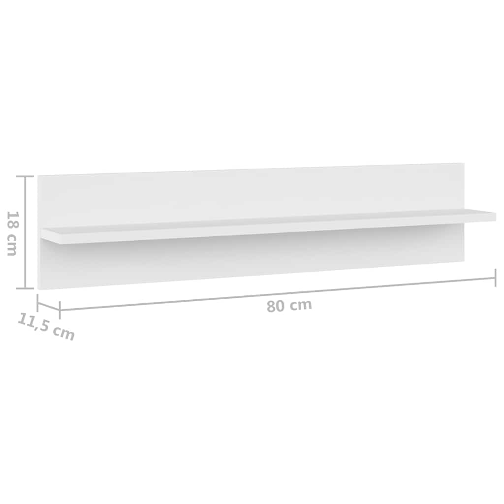 807334 vidaXL Wall Shelves 4 pcs White 80x11,5x18 cm Engineered Wood