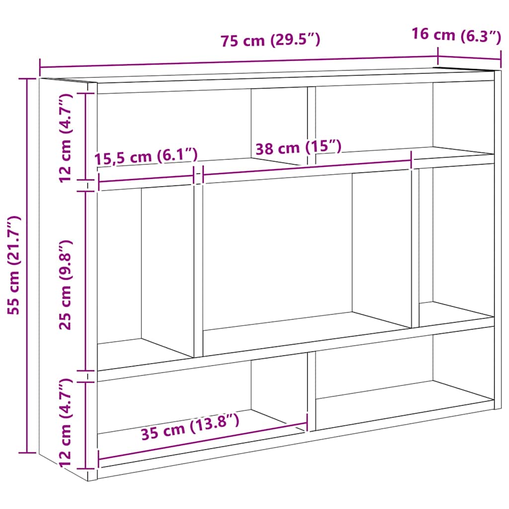 803006 vidaXL Wall Shelf Concrete Grey 75x16x55 cm Engineered Wood