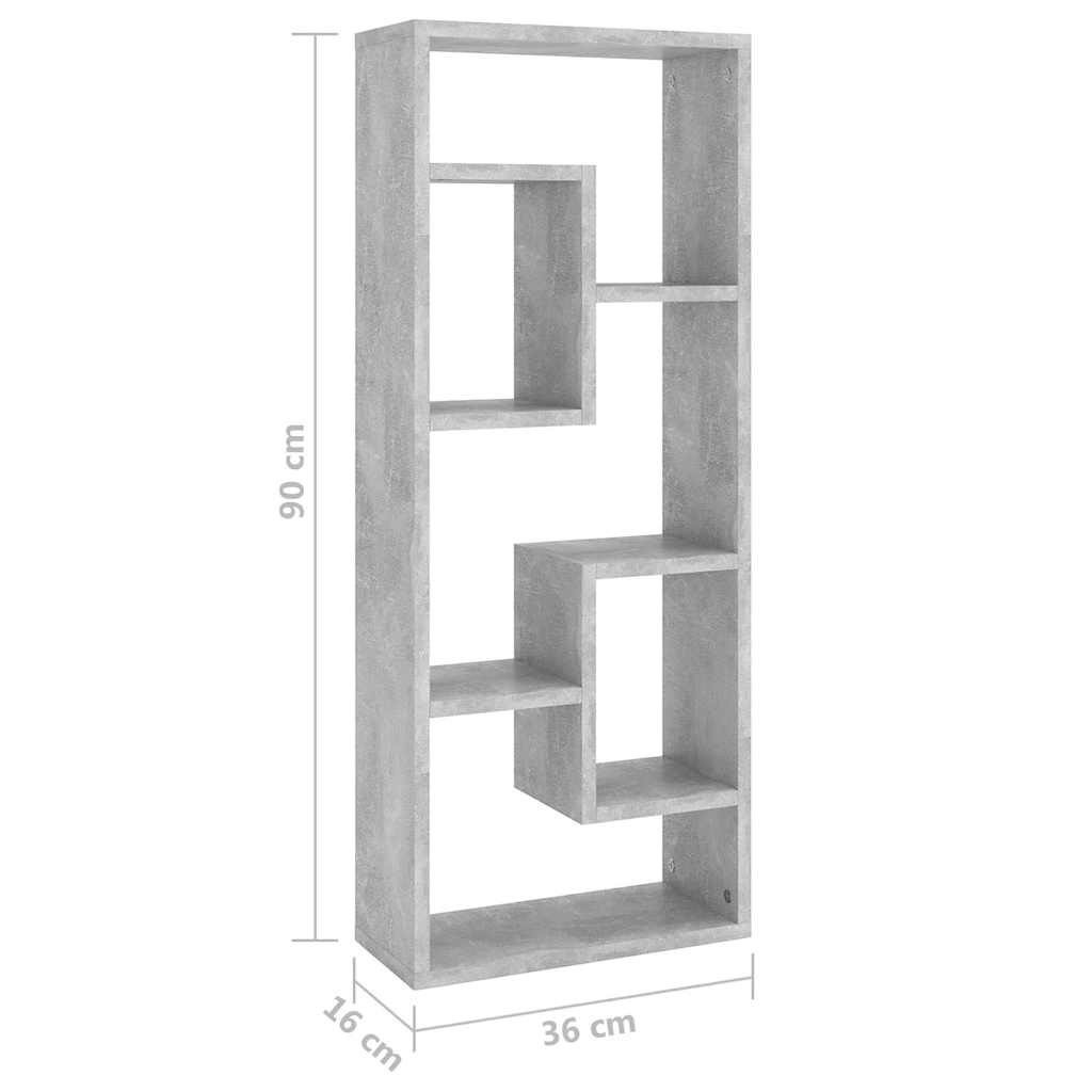 803015 vidaXL Wall Shelf Concrete Grey 36x16x90 cm Engineered Wood