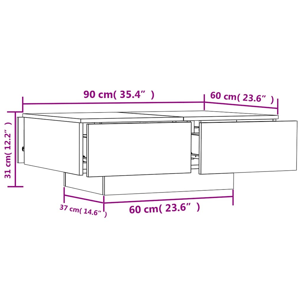 804179 vidaXL Coffee Table Concrete Grey 90x60x31 cm Engineered Wood