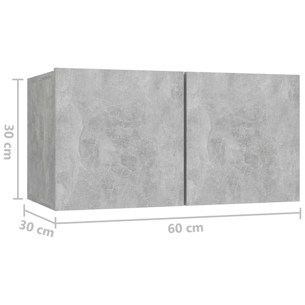 804522 vidaXL 3 Piece Hanging TV Cabinet Set Concrete Grey 60x30x30 cm