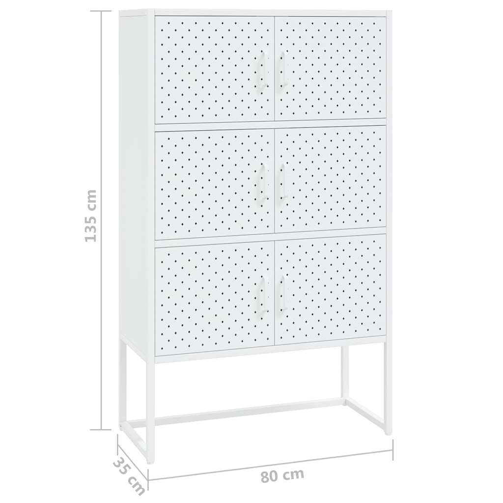 335878 vidaXL Highboard White 80x35x135 cm Steel
