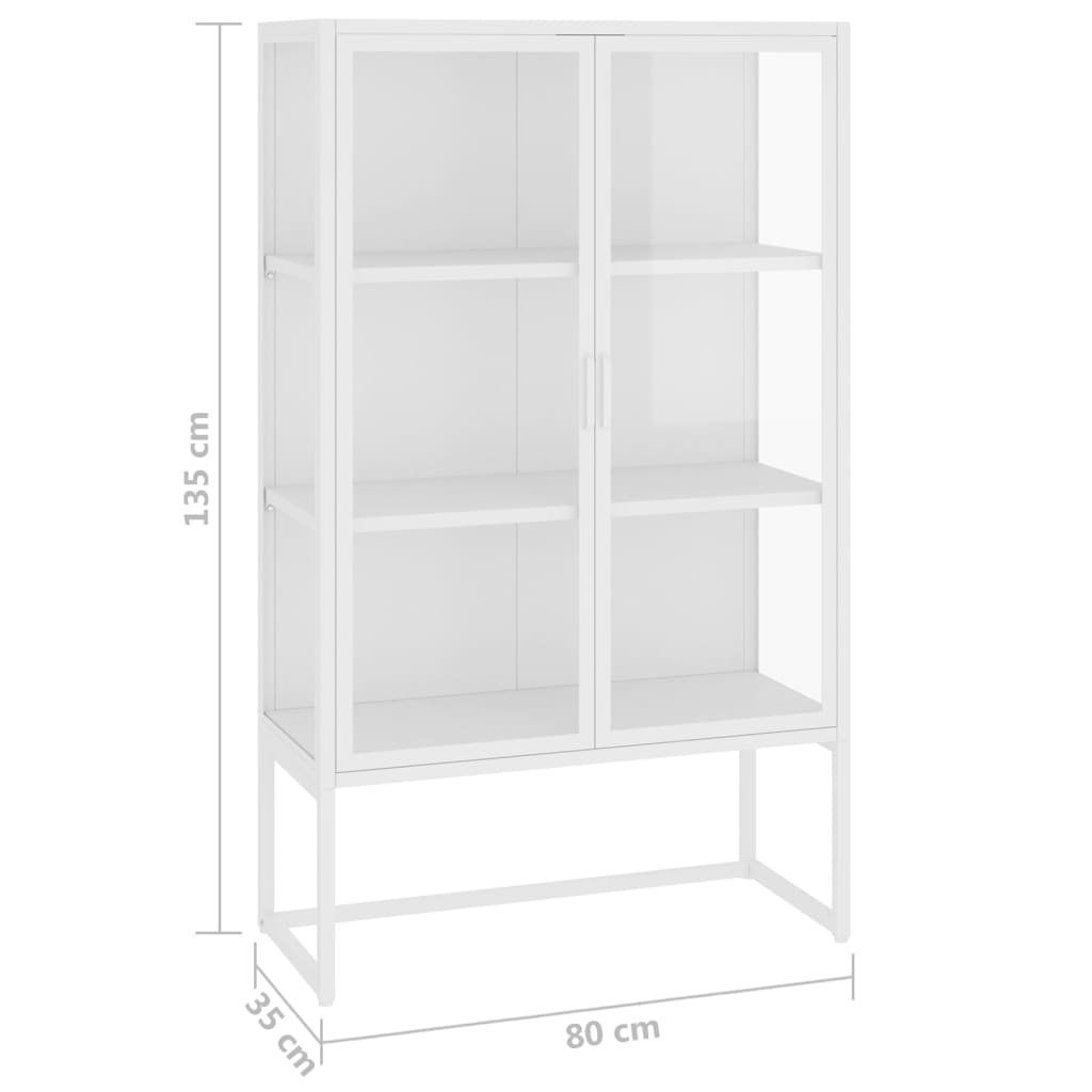 Highboard White 80x35x135 cm Steel and Tempered Glass