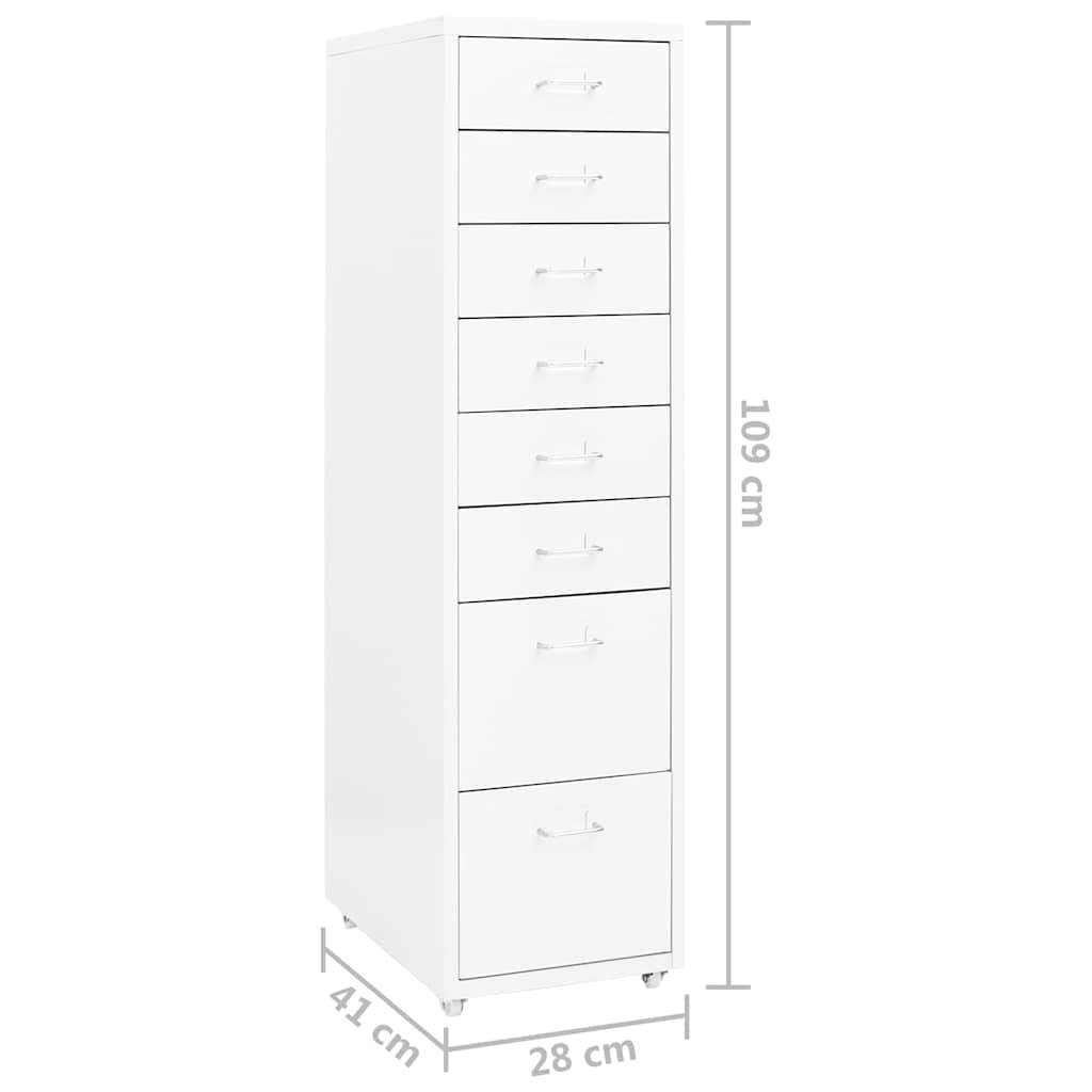 Mobile File Cabinet White 28x41x109 cm Metal