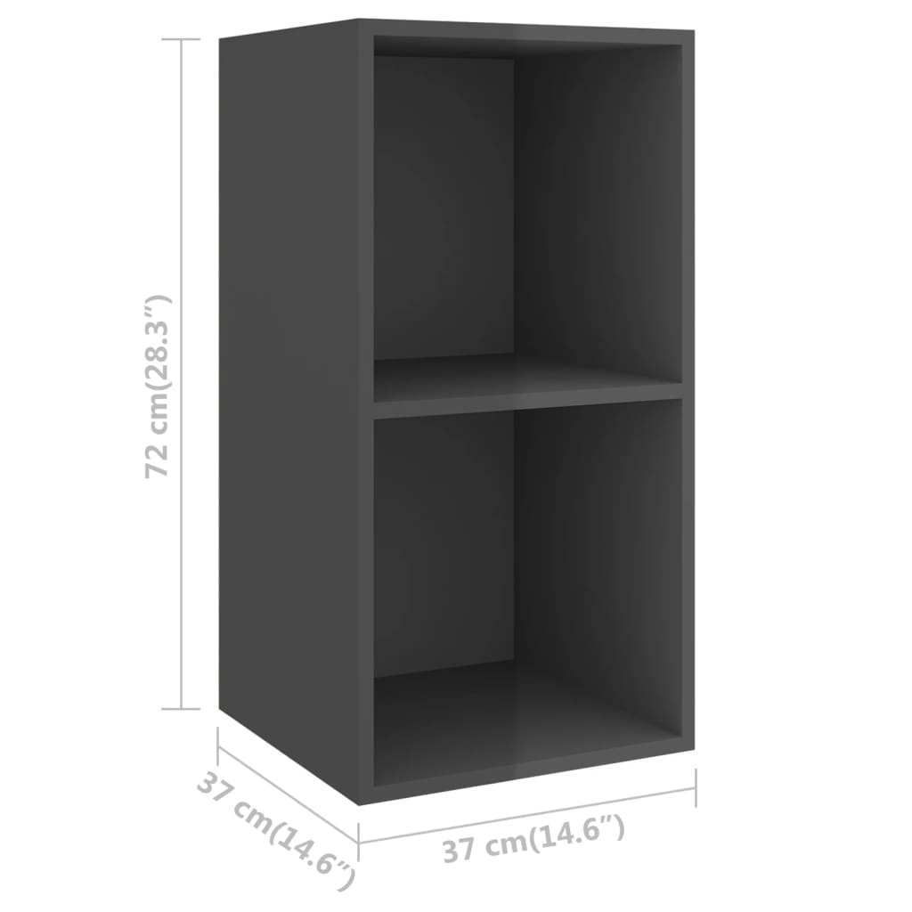 2 Piece Wall-mounted TV Cabinet Set High Gloss Grey Engineered Wood