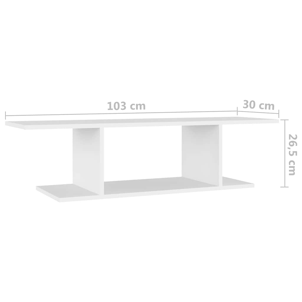806980 vidaXL Wall Mounted TV Cabinet White 103x30x26,5 cm