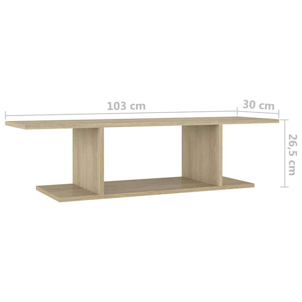 806983 vidaXL Wall Mounted TV Cabinet Sonoma Oak 103x30x26,5 cm