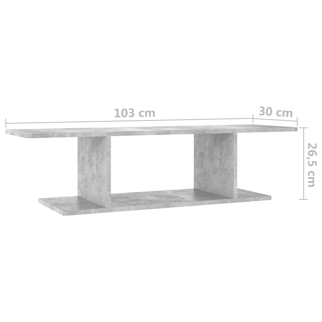 806984 vidaXL Wall Mounted TV Cabinet Concrete Grey 103x30x26,5 cm