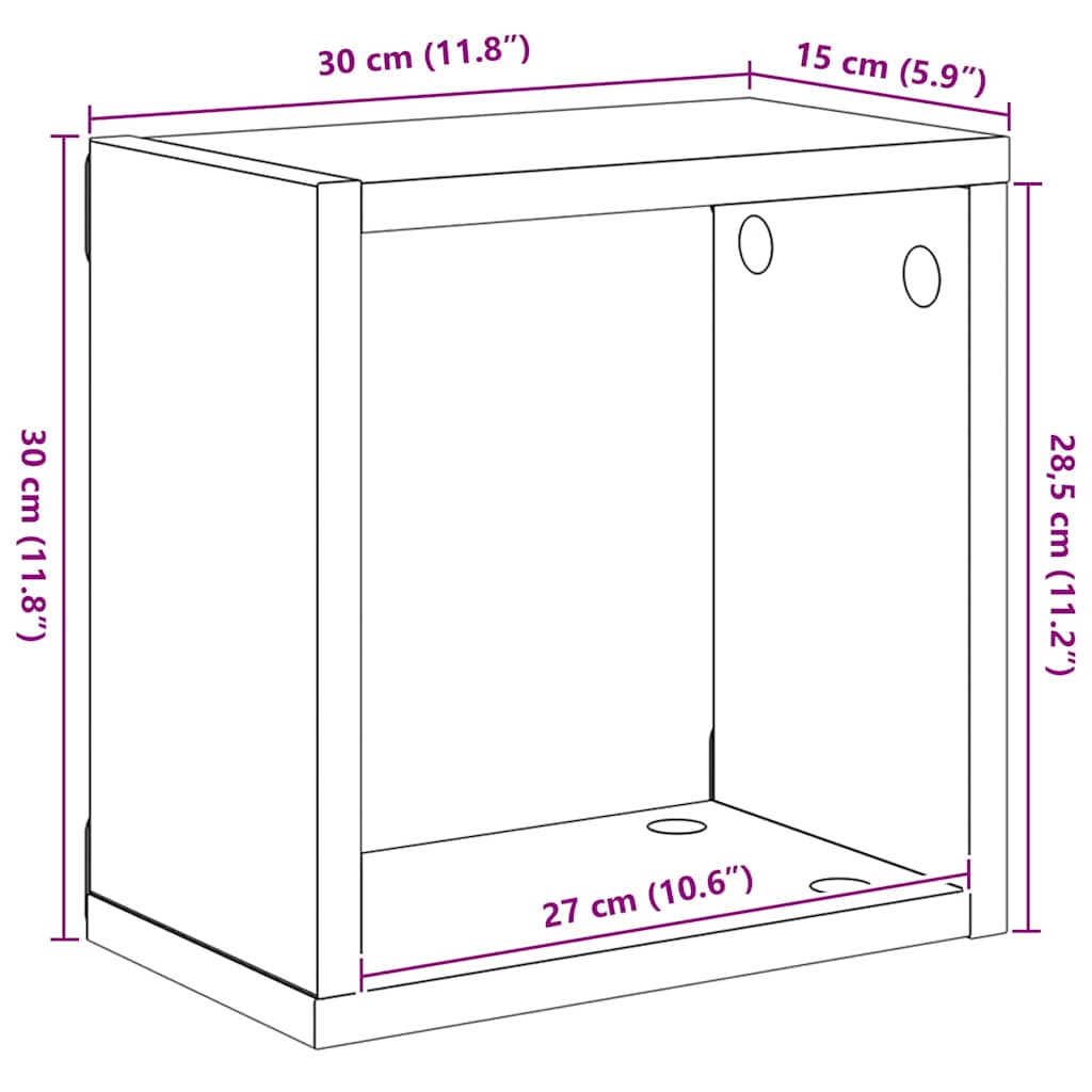 807000 vidaXL Wall Cube Shelves 6 pcs White 30x15x30 cm