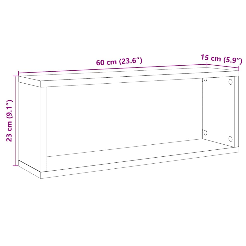 807144 vidaXL Wall Cube Shelves 6 pcs Sonoma Oak 60x15x23 cm Engineered Wood