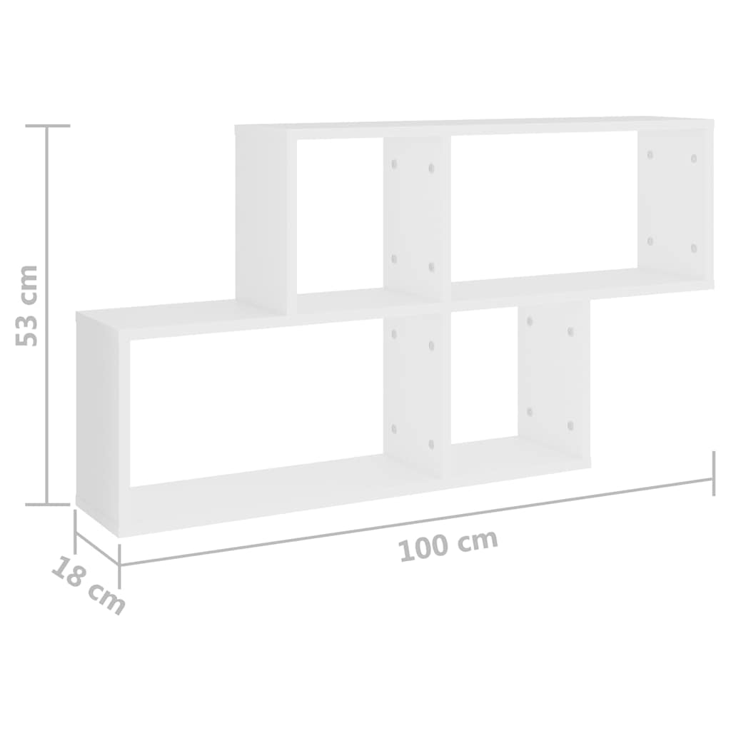 807160 vidaXL Wall Shelf White 100x18x53 cm Engineered Wood