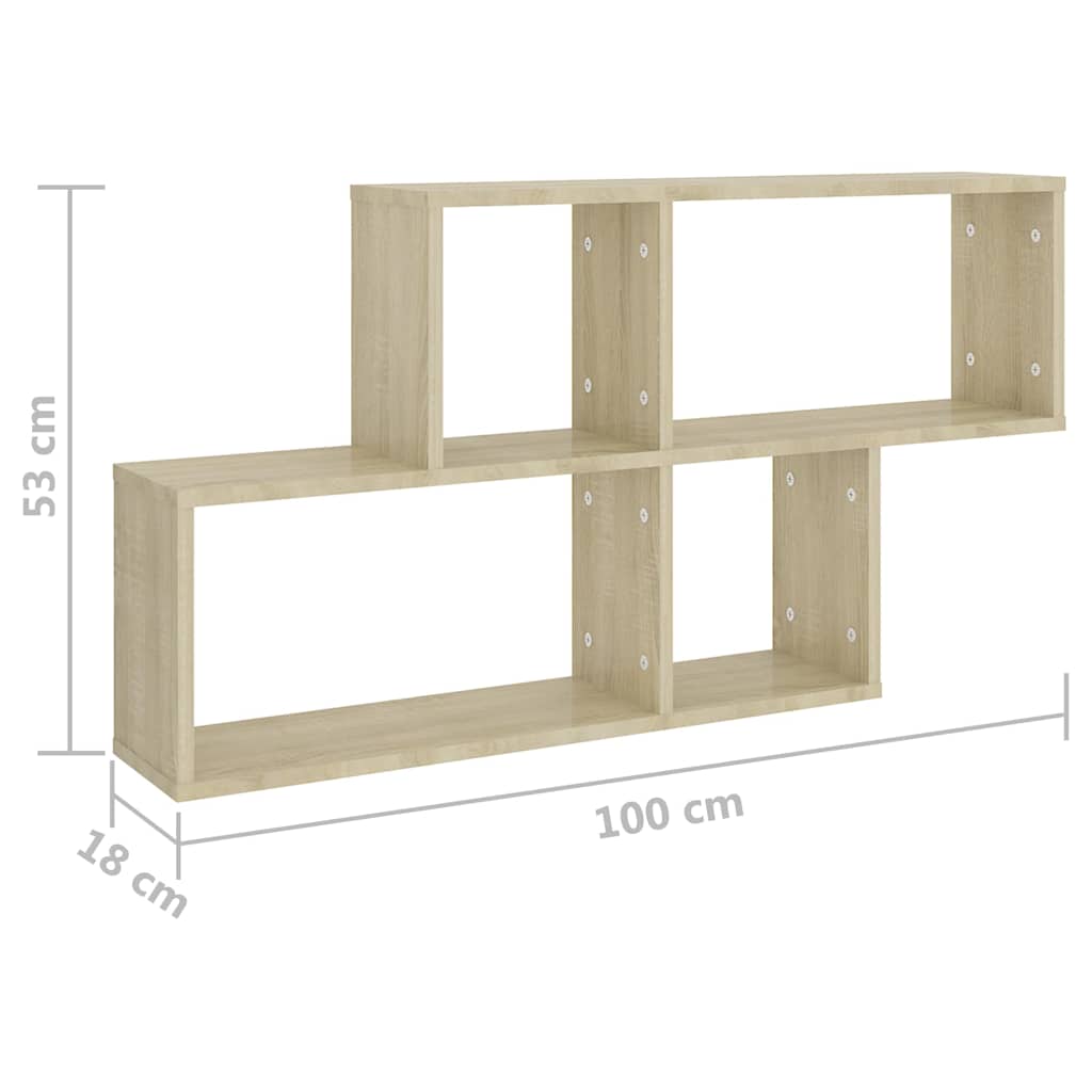 807163 vidaXL Wall Shelf Sonoma Oak 100x18x53 cm Engineered Wood