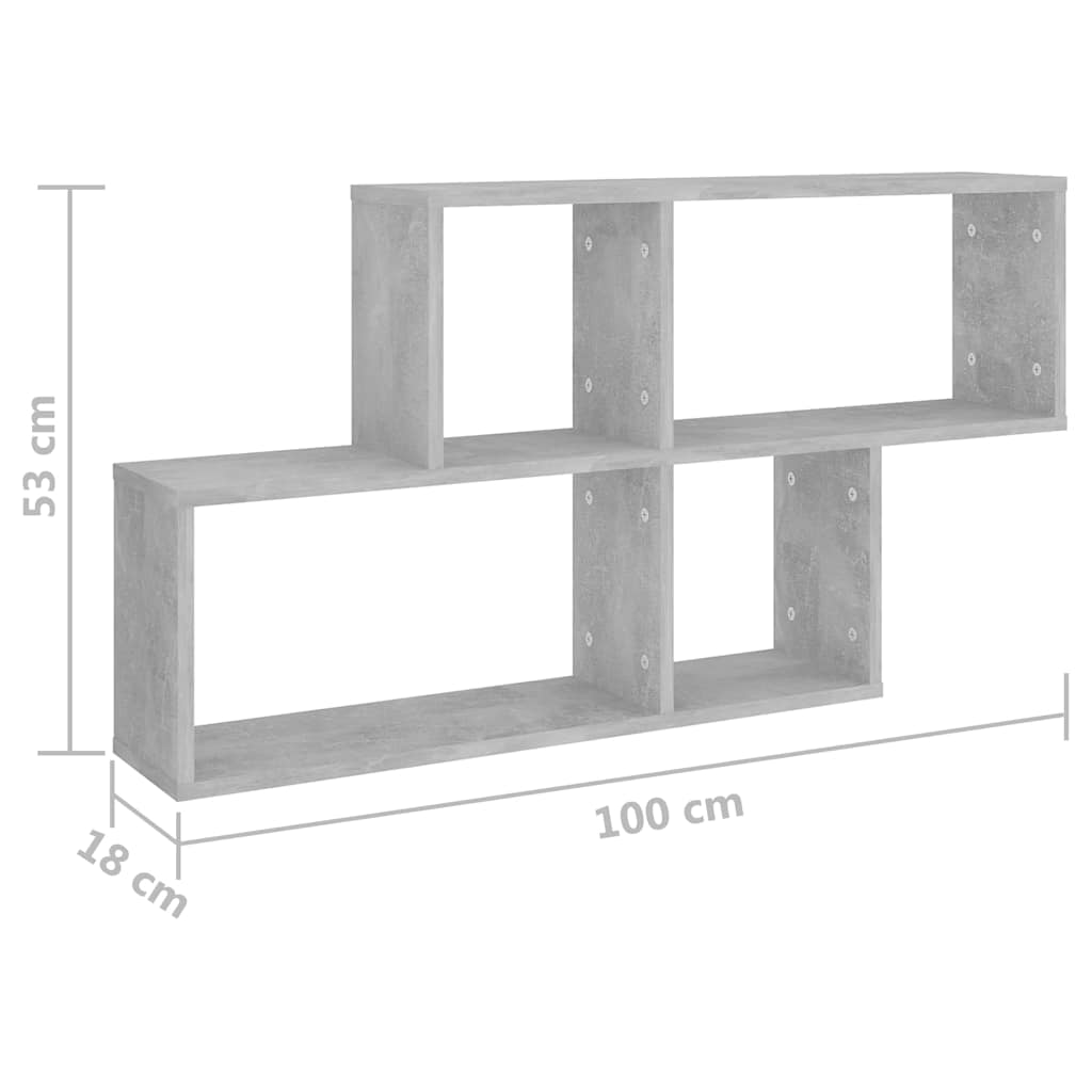 807164 vidaXL Wall Shelf Concrete Grey 100x18x53 cm Engineered Wood