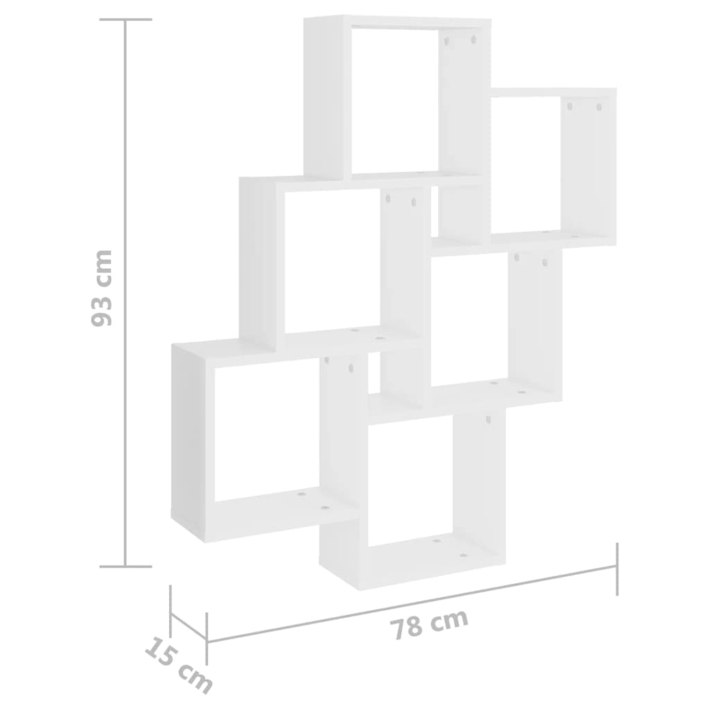 807169 vidaXL Wall Cube Shelf White 78x15x93 cm Engineered Wood
