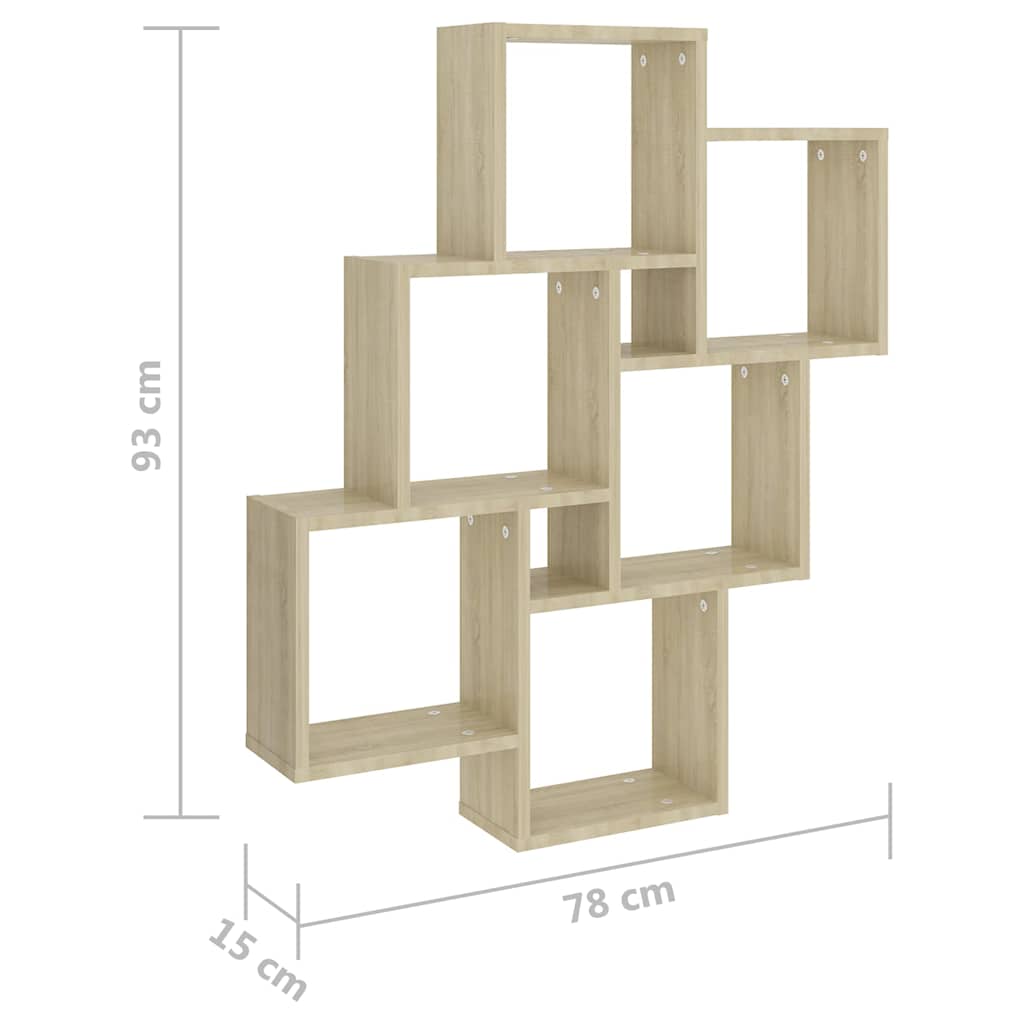 807172 vidaXL Wall Cube Shelf Sonoma Oak 78x15x93 cm Engineered Wood