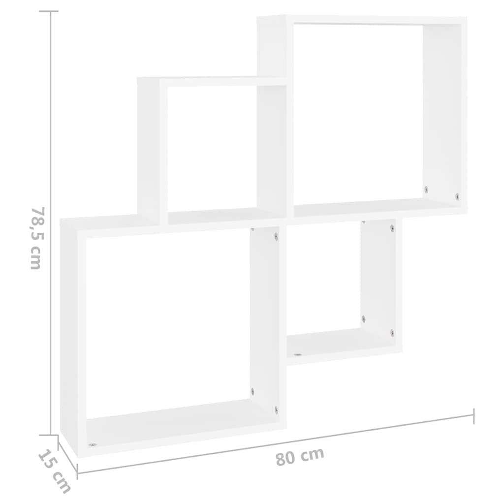 807259 vidaXL Wall Cube Shelf White 80x15x78,5 cm Engineered Wood