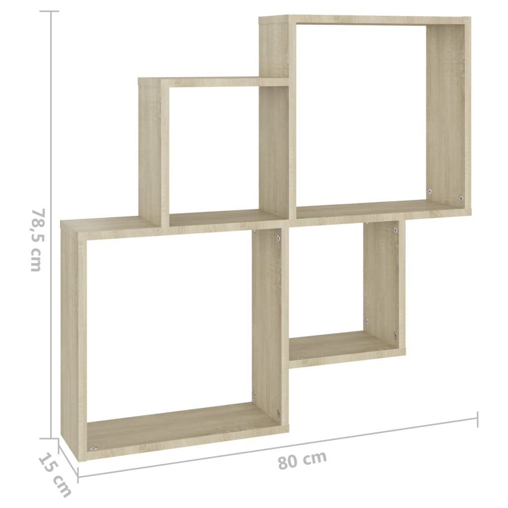 807262 vidaXL Wall Cube Shelf Sonoma Oak 80x15x78,5 cm Engineered Wood