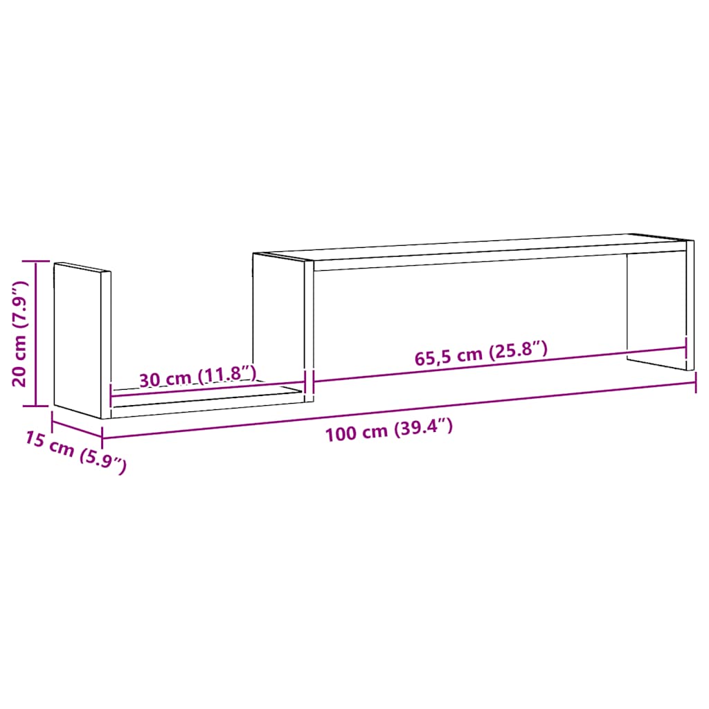 807268 vidaXL Wall Shelves 2 pcs White 100x15x20 cm Engineered Wood