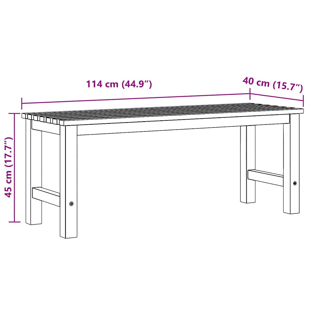 316626 vidaXL Garden Bench 114 cm Solid Teak Wood