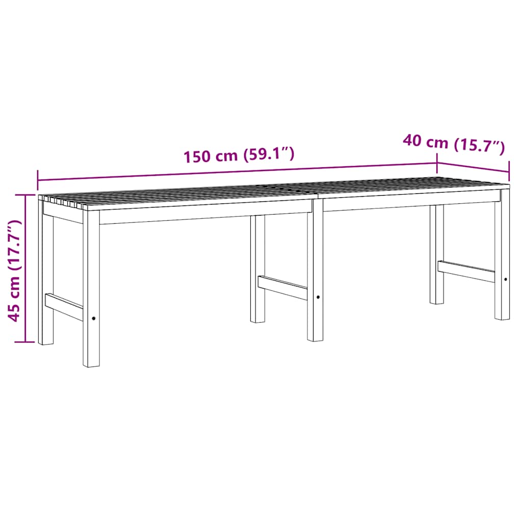 316627 vidaXL Garden Bench 150 cm Solid Teak Wood