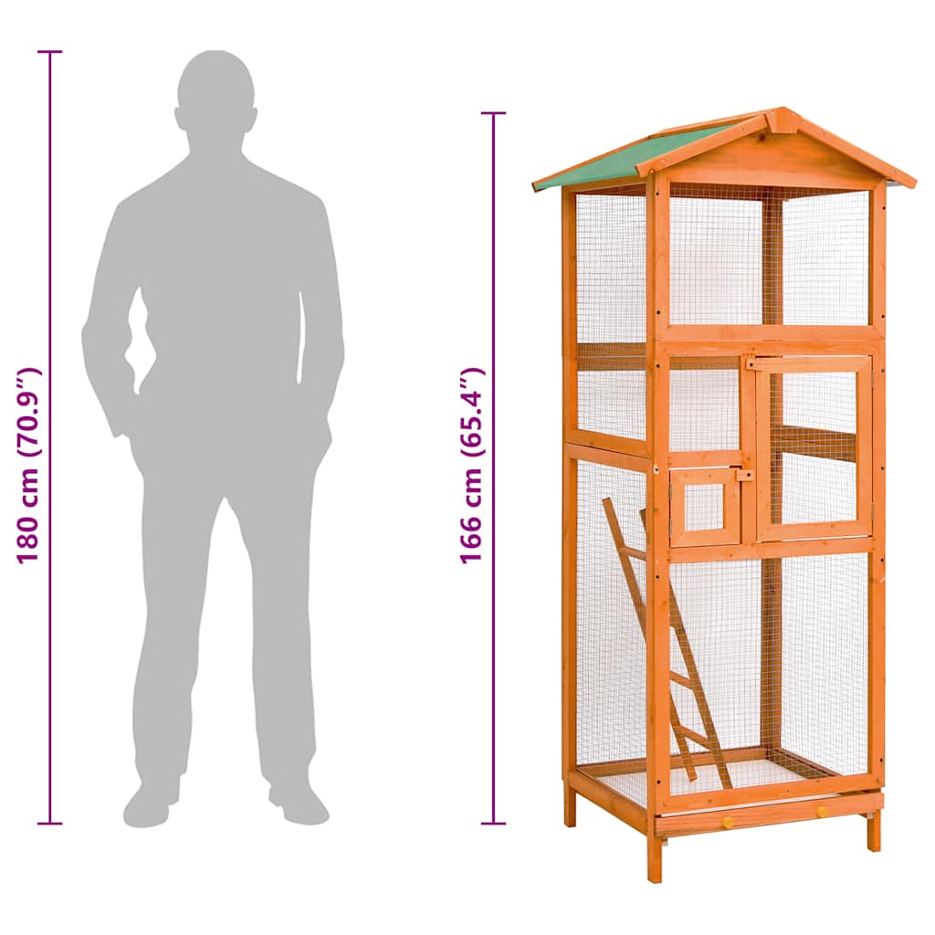Bird Cage 68x62x166 cm Solid Firwood
