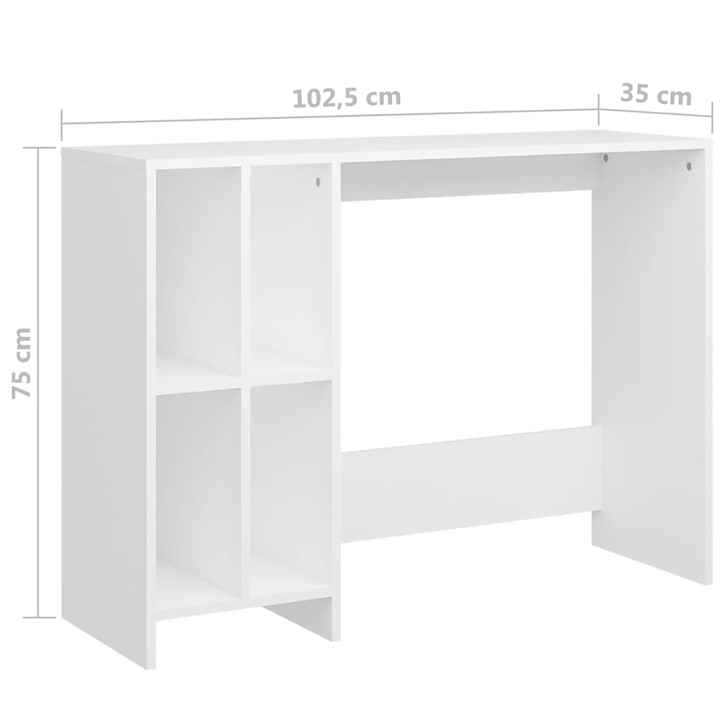808341 vidaXL Notebook Desk White 102,5x35x75 cm Engineered Wood