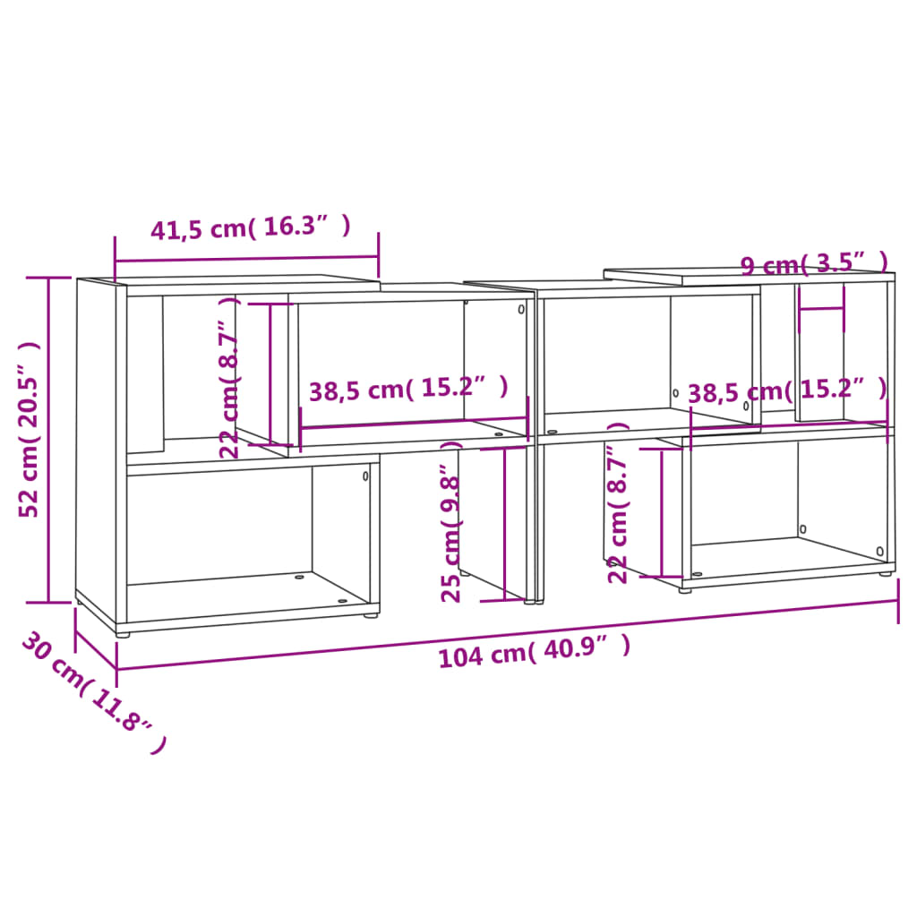 808356 vidaXL TV Cabinet High Gloss White 104x30x52 cm Engineered Wood