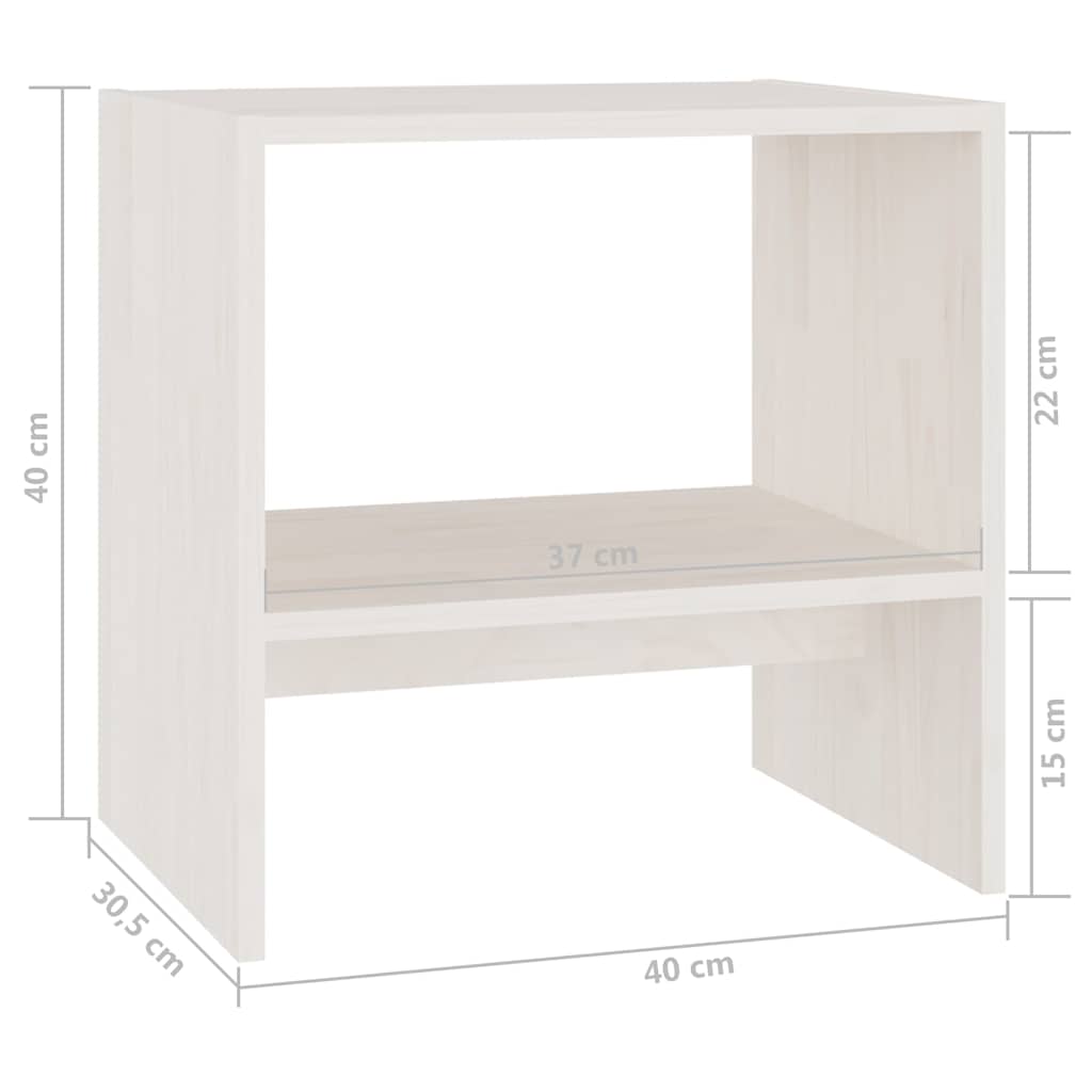 Bedside Cabinet White 40x30,5x40 cm Solid Wood Pine