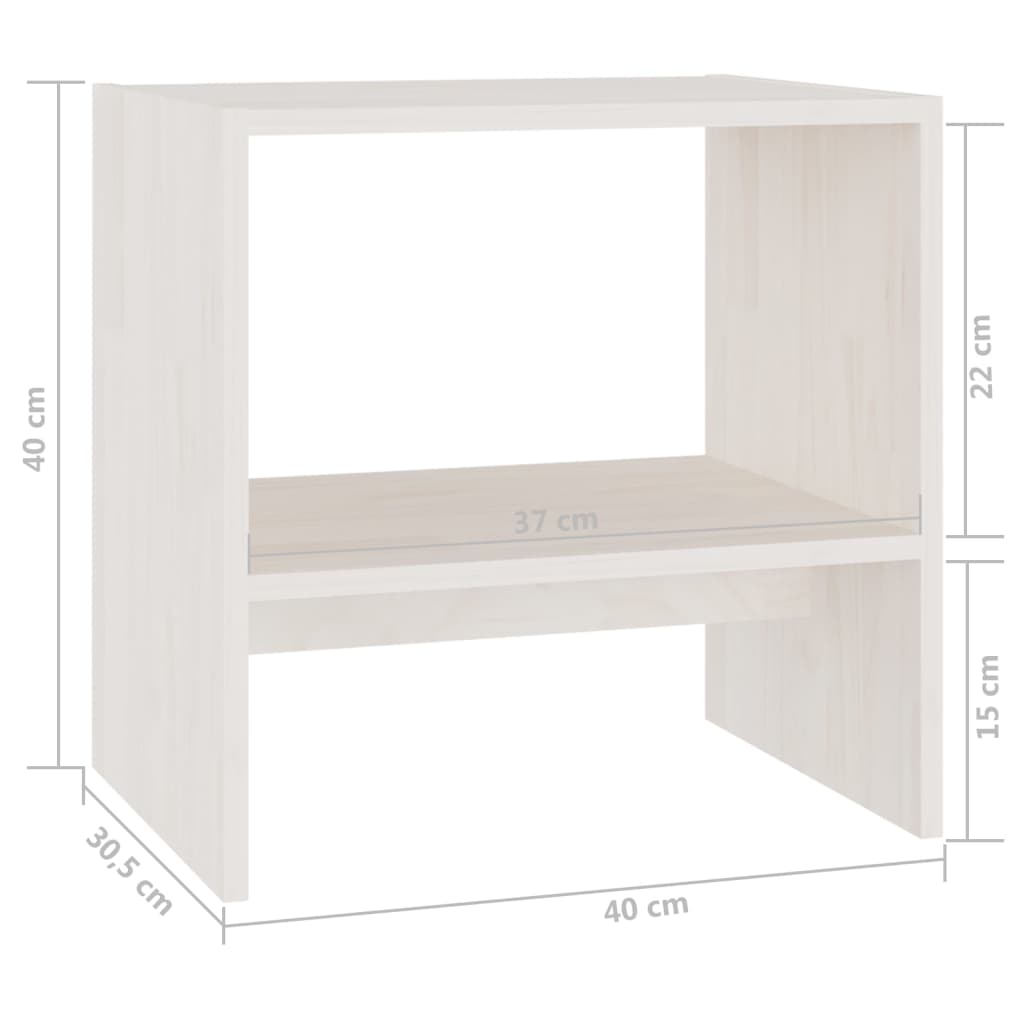 808056 vidaXL Bedside Cabinets 2 pcs White 40x30,5x40 cm Solid Wood Pine