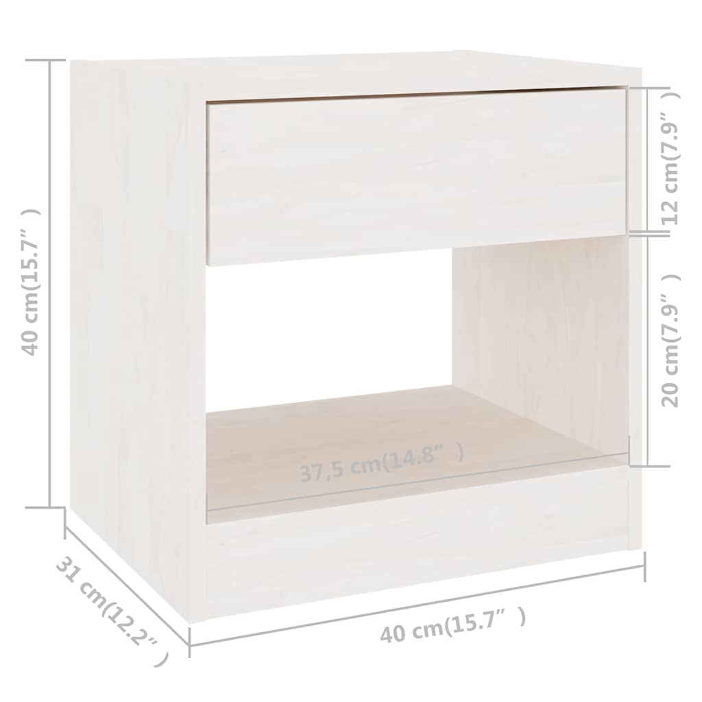 Bedside Cabinets 2 pcs White 40x31x40 cm Solid Wood Pine