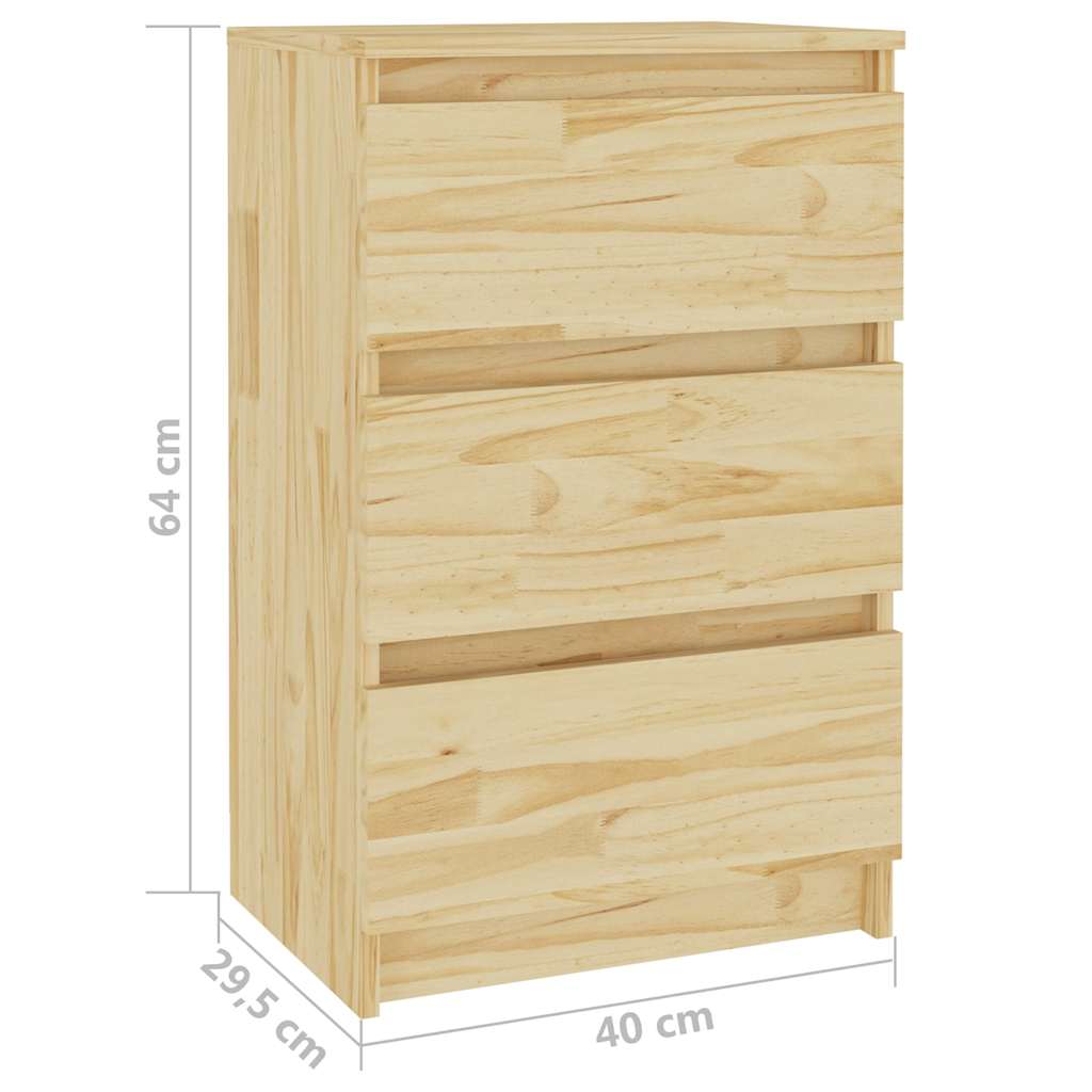808083 vidaXL Bedside Cabinet 40x29,5x64 cm Solid Wood Pine