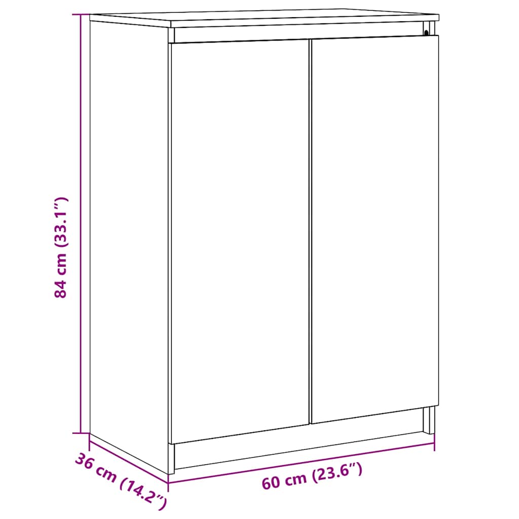 Sideboard White 60x36x84 cm Solid Wood Pine