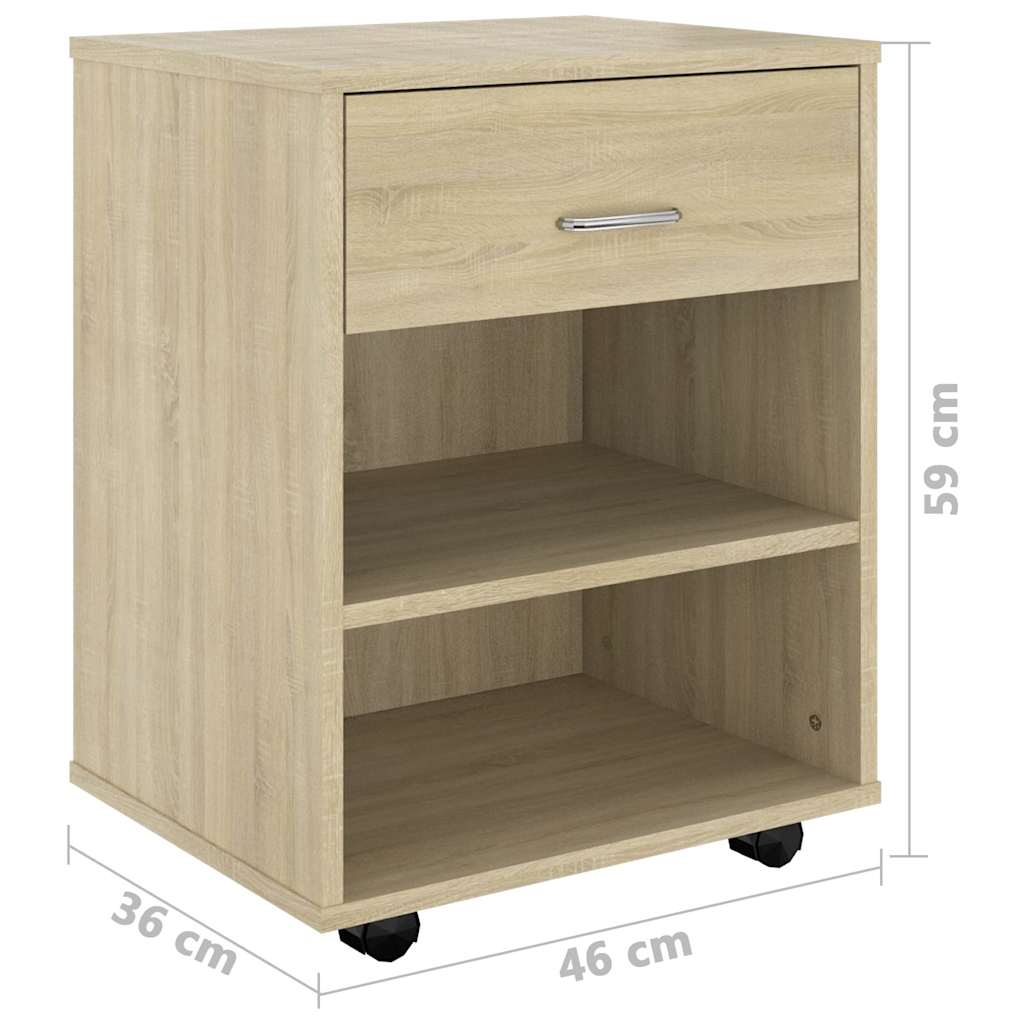 808470 vidaXL Rolling Cabinet Sonoma Oak 46x36x59 cm Engineered Wood