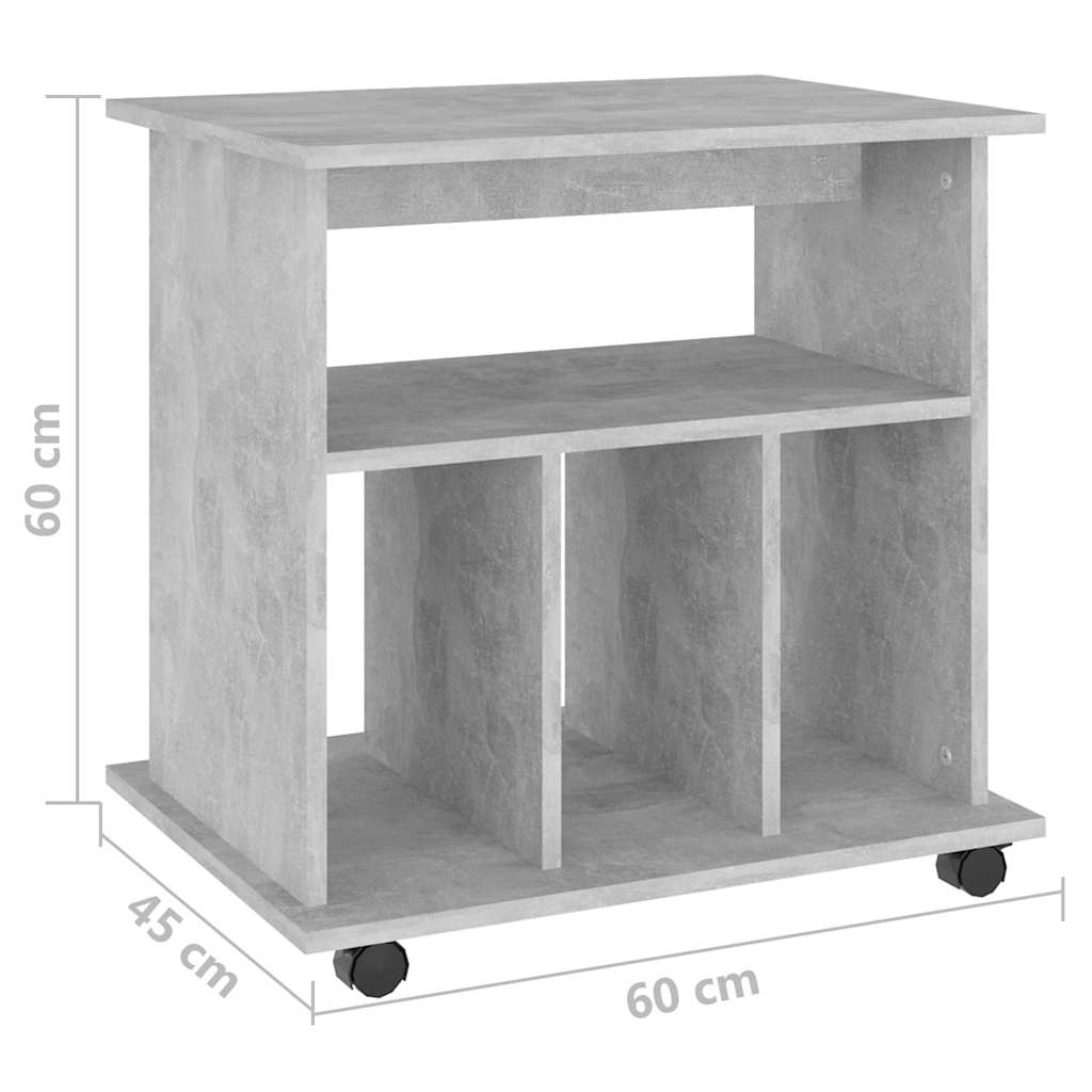 808480 vidaXL Rolling Cabinet Concrete Grey 60x45x60 cm Engineered Wood
