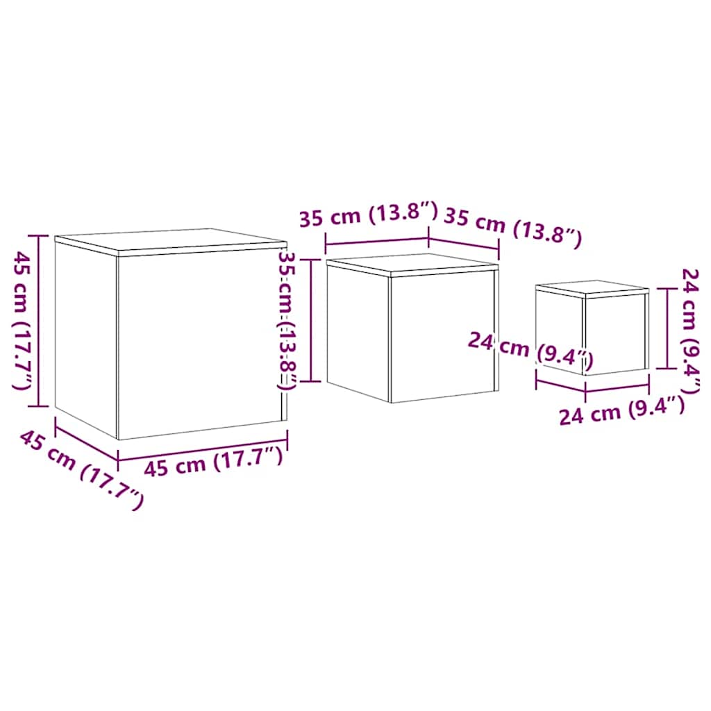 Side Tables 3 pcs White Engineered Wood