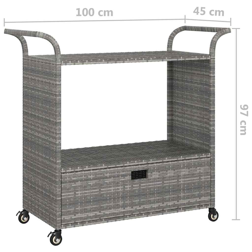 316664 vidaXL Bar Cart with Drawer Grey 100x45x97 cm Poly Rattan