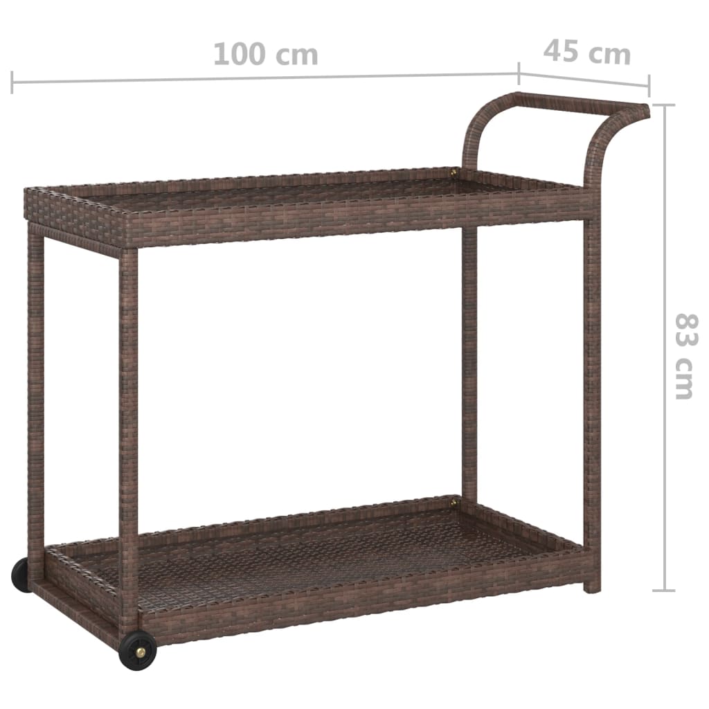 316665 vidaXL Bar Cart Brown 100x45x83 cm Poly Rattan