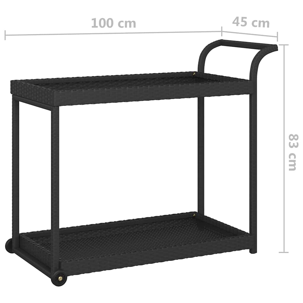 316666 vidaXL Bar Cart Black 100x45x83 cm Poly Rattan