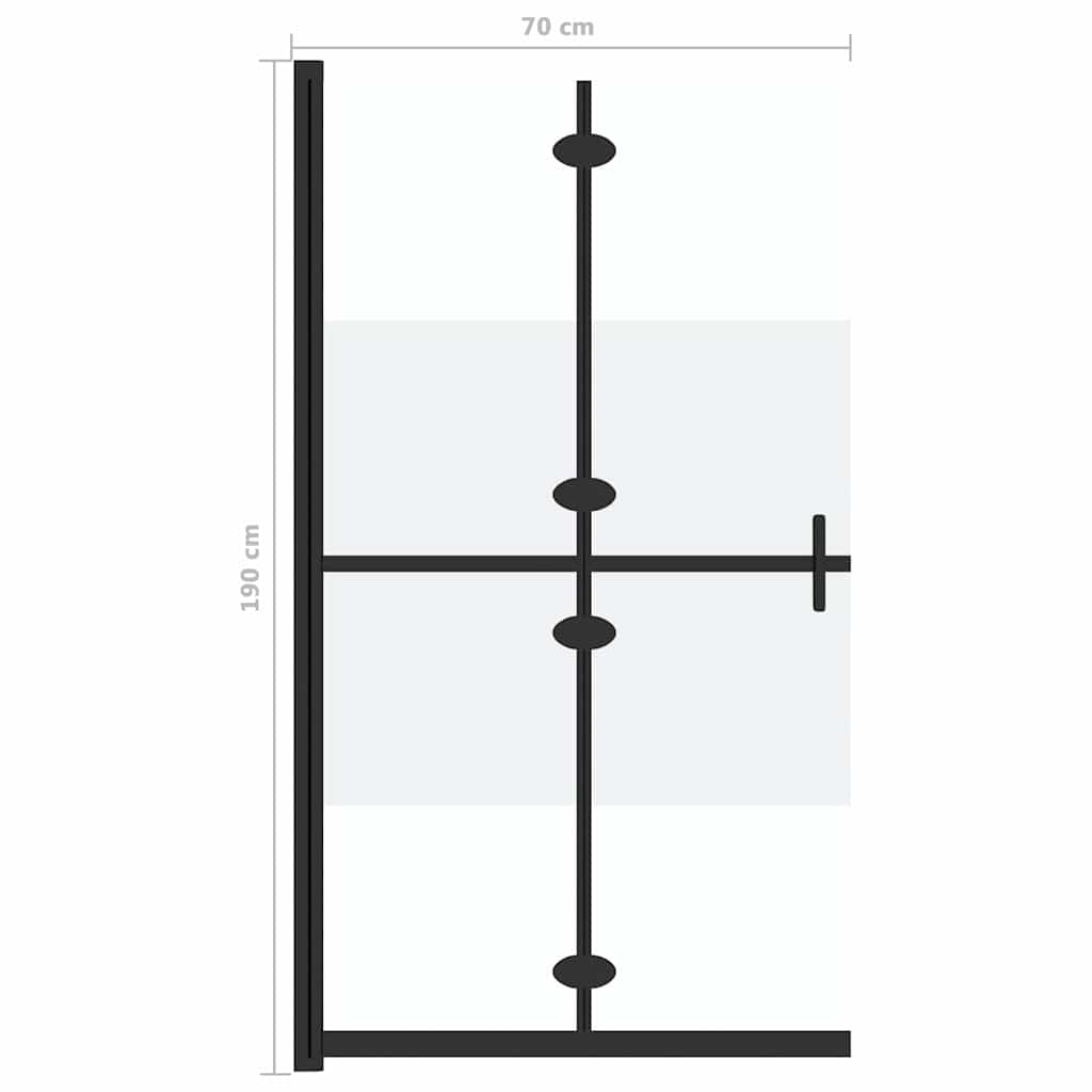 151186 vidaXL Foldable Walk-in Shower Wall Half Frosted ESG Glass 70x190 cm