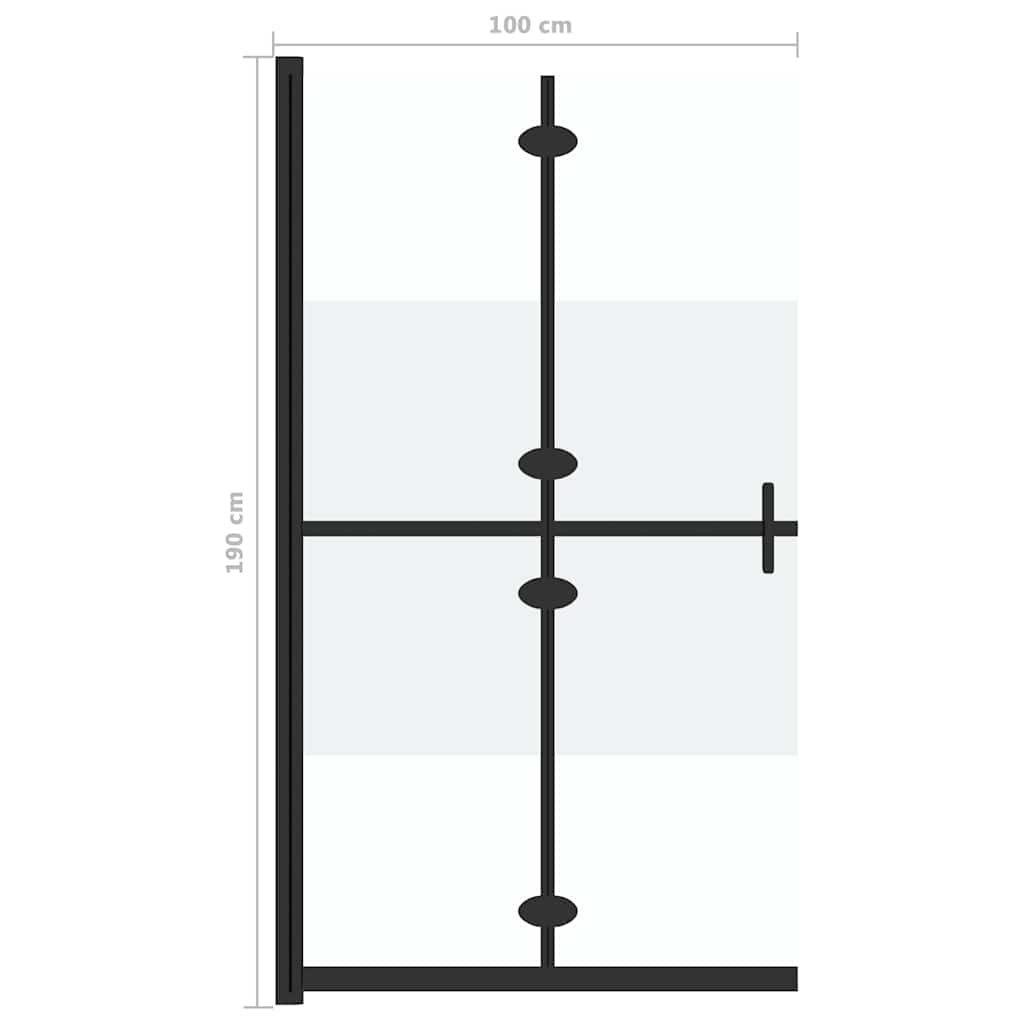151189 vidaXL Foldable Walk-in Shower Wall Half Frosted ESG Glass 100x190 cm