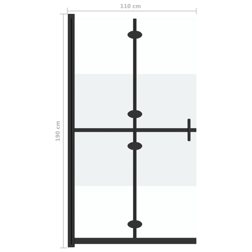 151190 vidaXL Foldable Walk-in Shower Wall Half Frosted ESG Glass 110x190 cm