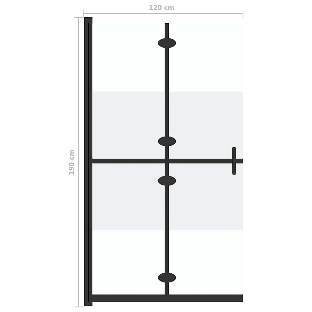 151191 vidaXL Foldable Walk-in Shower Wall Half Frosted ESG Glass 120x190 cm