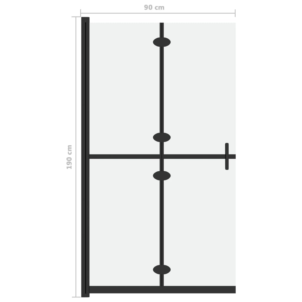 151194 vidaXL Foldable Walk-in Shower Wall Frosted ESG Glass 90x190 cm