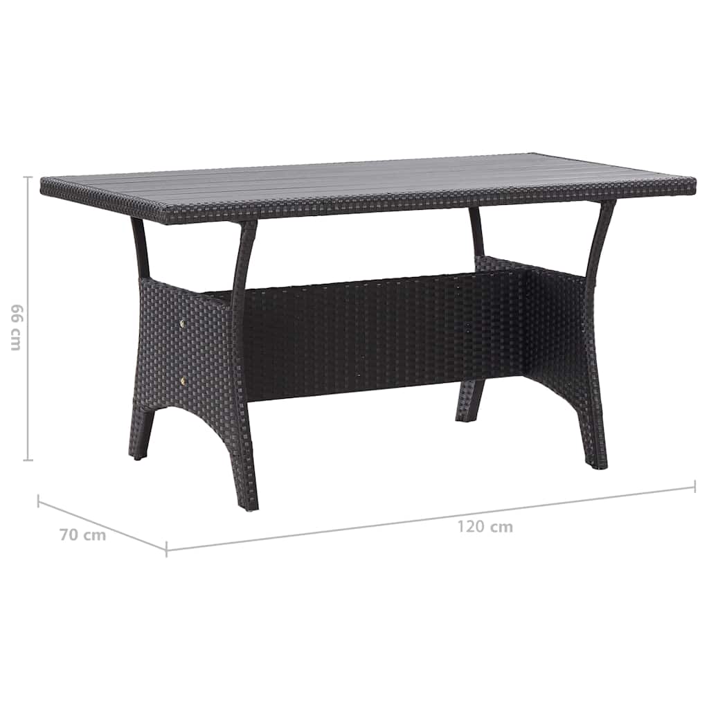 316585 vidaXL Garden Table Black 120x70x66 cm Poly Rattan