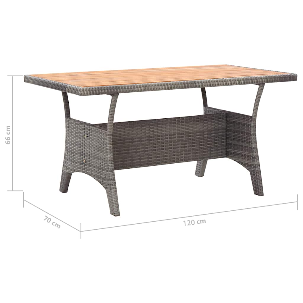 316586 vidaXL Garden Table Grey 120x70x66 cm Solid Acacia Wood