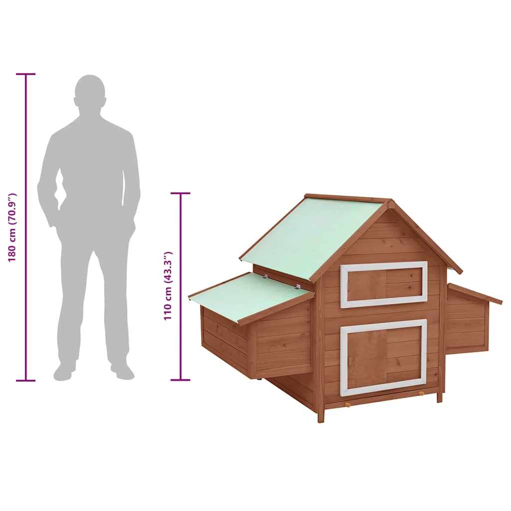 Chicken Coop Mocha and White 150x96x110 cm Solid Firwood