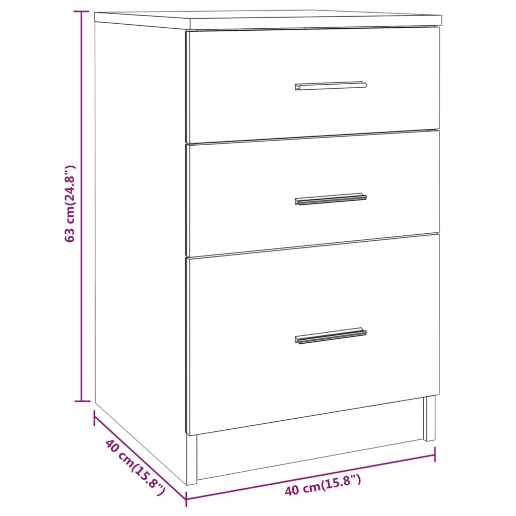 Bed Cabinet Concrete Grey 40x40x63 cm Engineered Wood